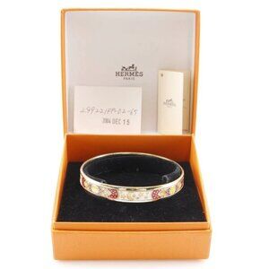 HERMES EmailPM Bangle cloisonne Sun, Moon and Stars White/Red metallic 19